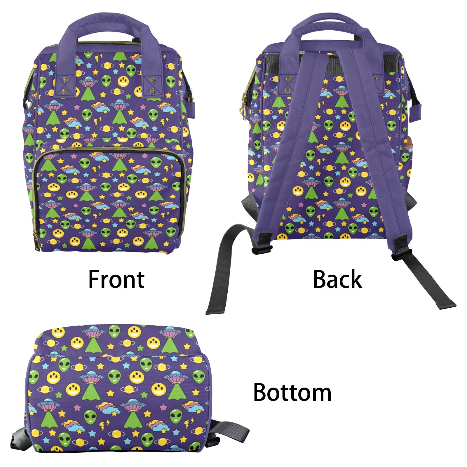 Groovy Alien And UFO Multi-Function Backpack, Nappy / Diaper Bag Multi-function Backpack, Nappy / Diaper Bag Printed Offshore Sci Fi