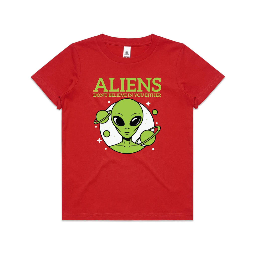Aliens Don't Believe In You Either Kids AS Colour T-shirt