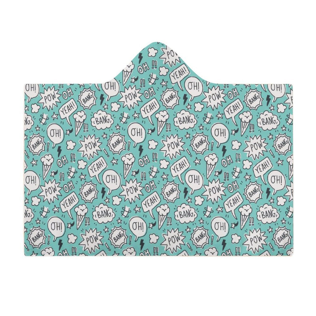 Comic Book Speech Bubbles Kids Hooded Blanket 100cm × 130cm Kids Hooded Blanket comic Printed Offshore