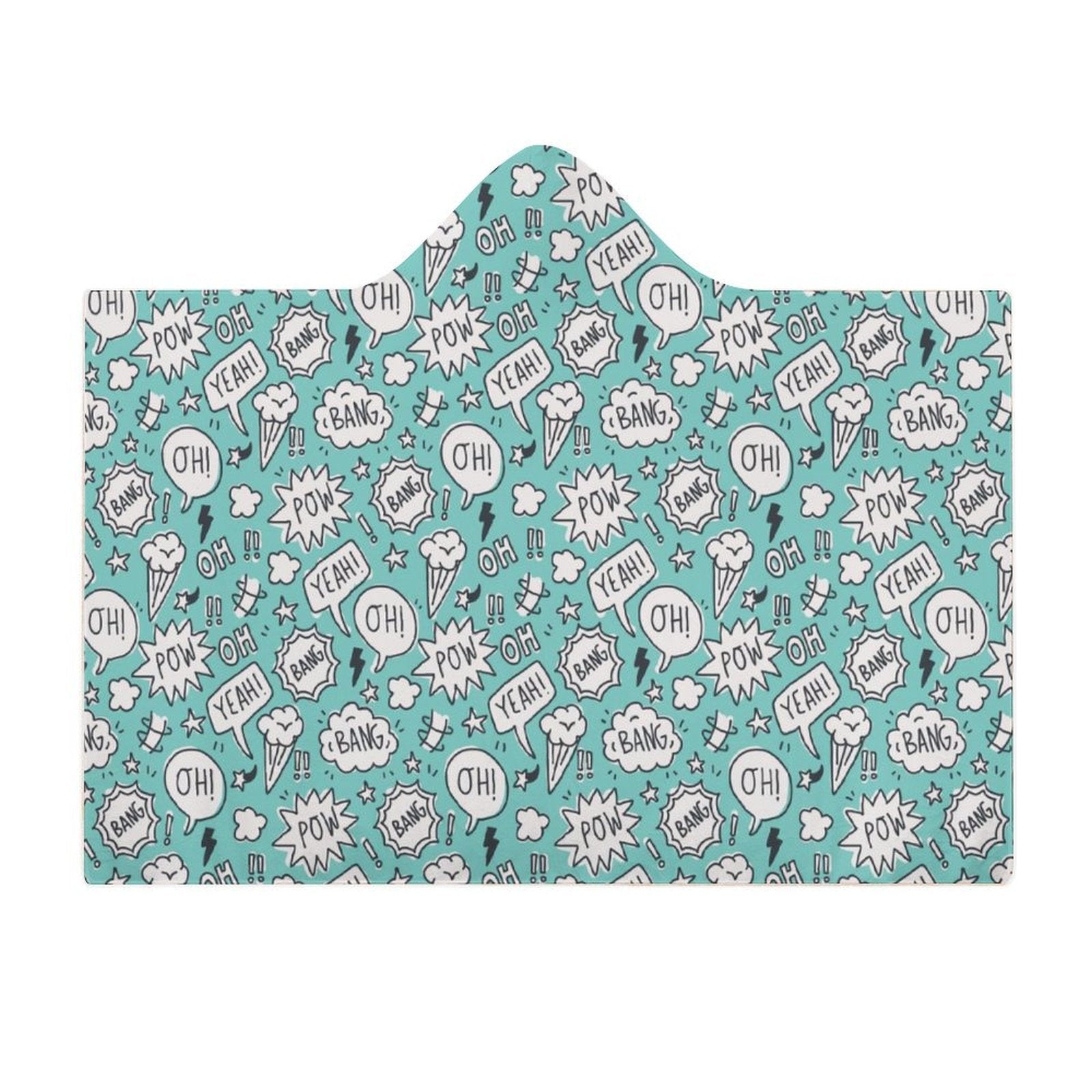 Comic Book Speech Bubbles Kids Hooded Blanket 100cm × 130cm Kids Hooded Blanket comic Printed Offshore