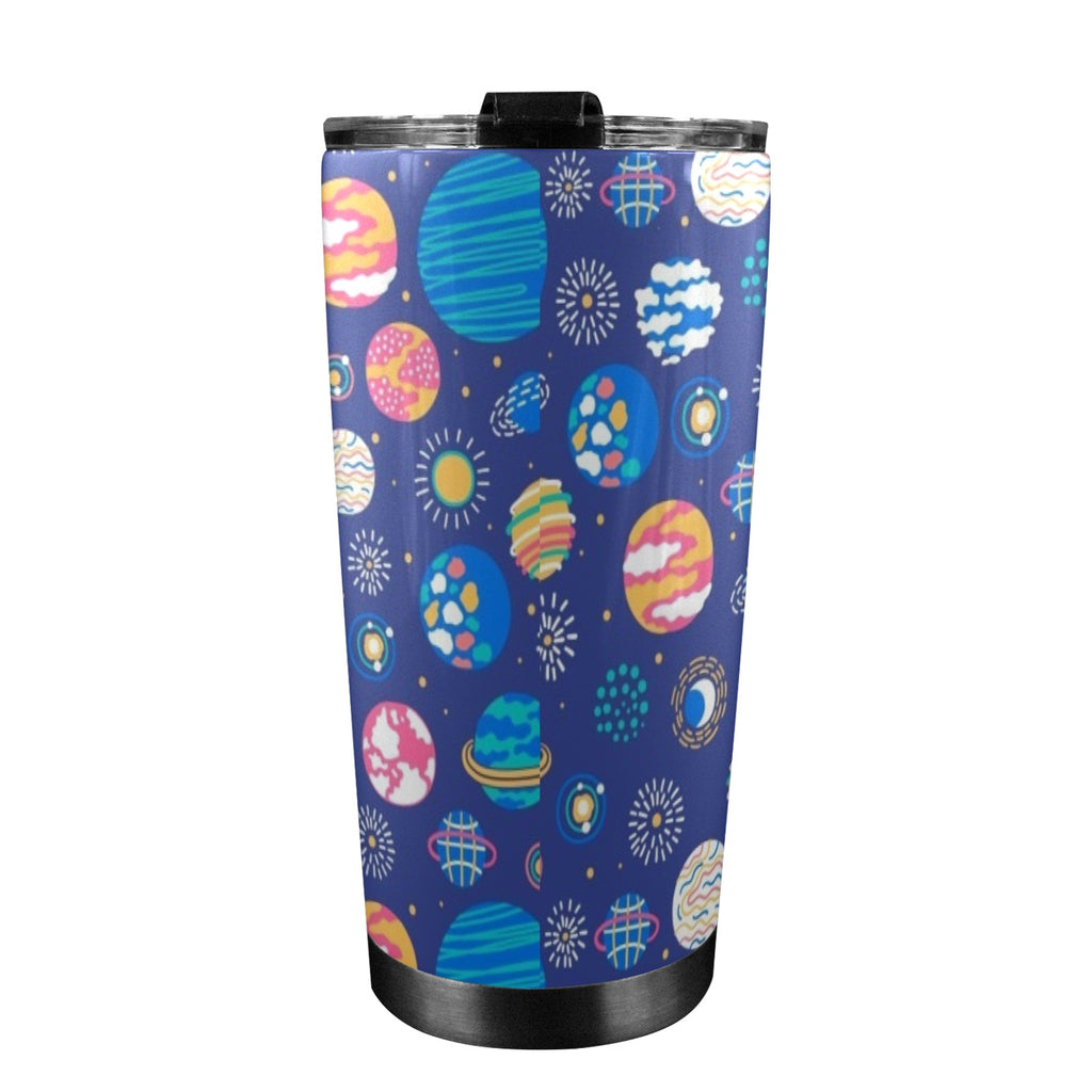 Planets On Blue 20oz Mobile Tumbler with Lid (Black Lock) 20oz Travel Mug Printed Offshore Space