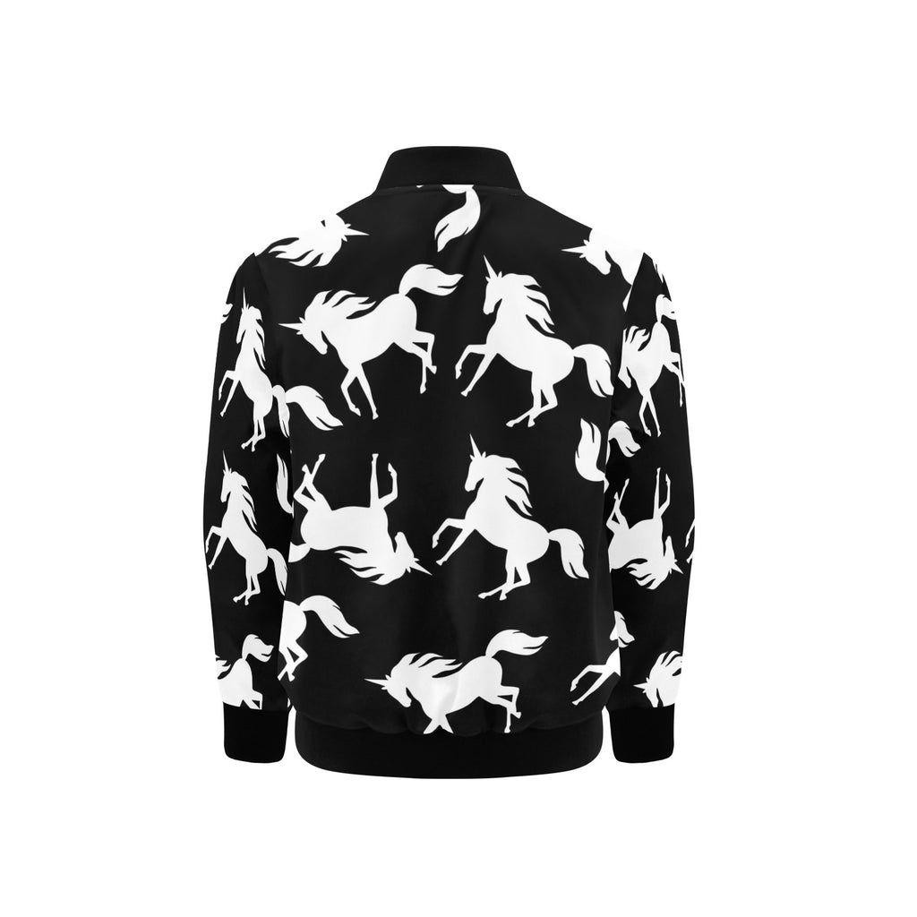 Black And White Unicorn Kids Bomber Jacket Kids Bomber Jacket animal Printed Offshore