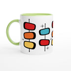 Retro Style - White 11oz Ceramic Mug with Colour Inside Ceramic Green Colour 11oz Mug Globally Fulfilled Retro