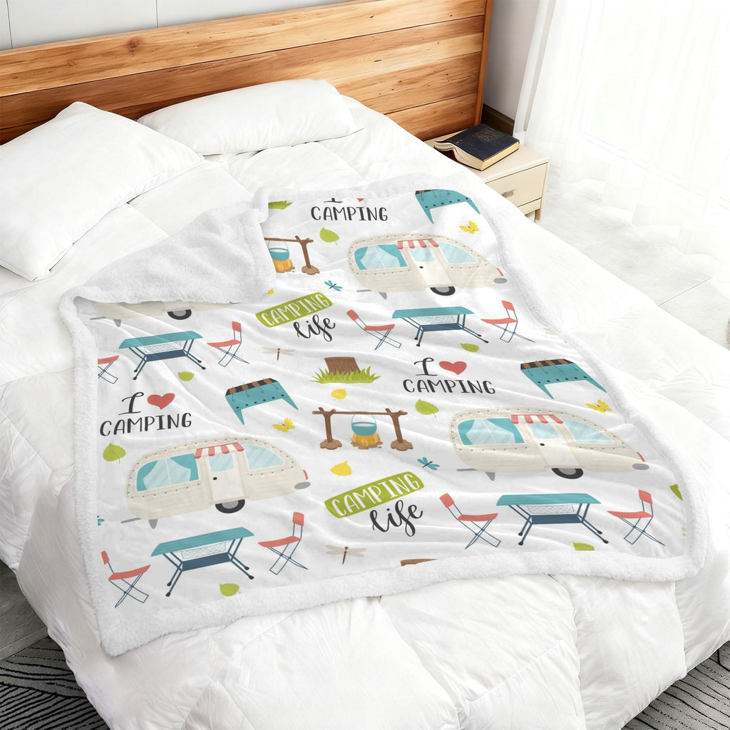 Camping Life - Double-Layer Fleece Blanket 51"x59"