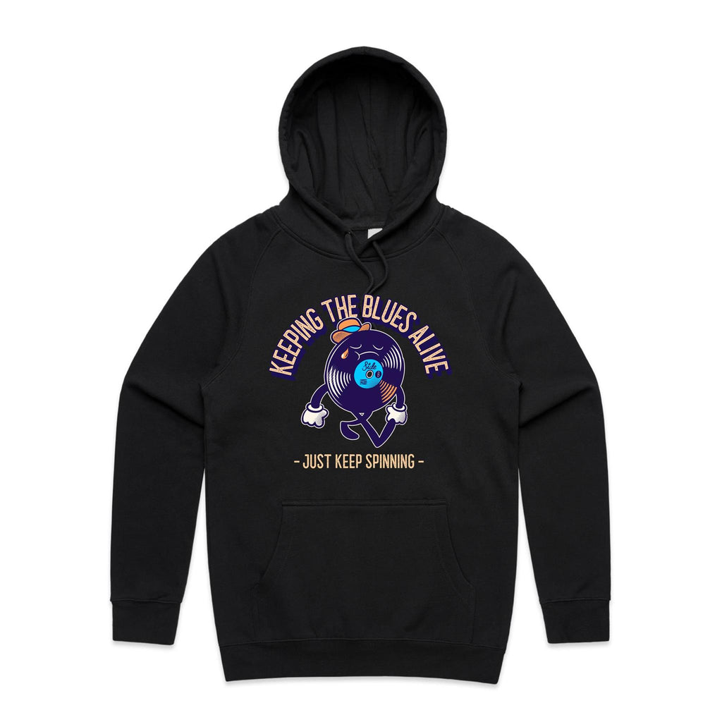 Keeping The Blues Alive - Mens Hoodie Black Mens Hoodie Music Printed In Australia
