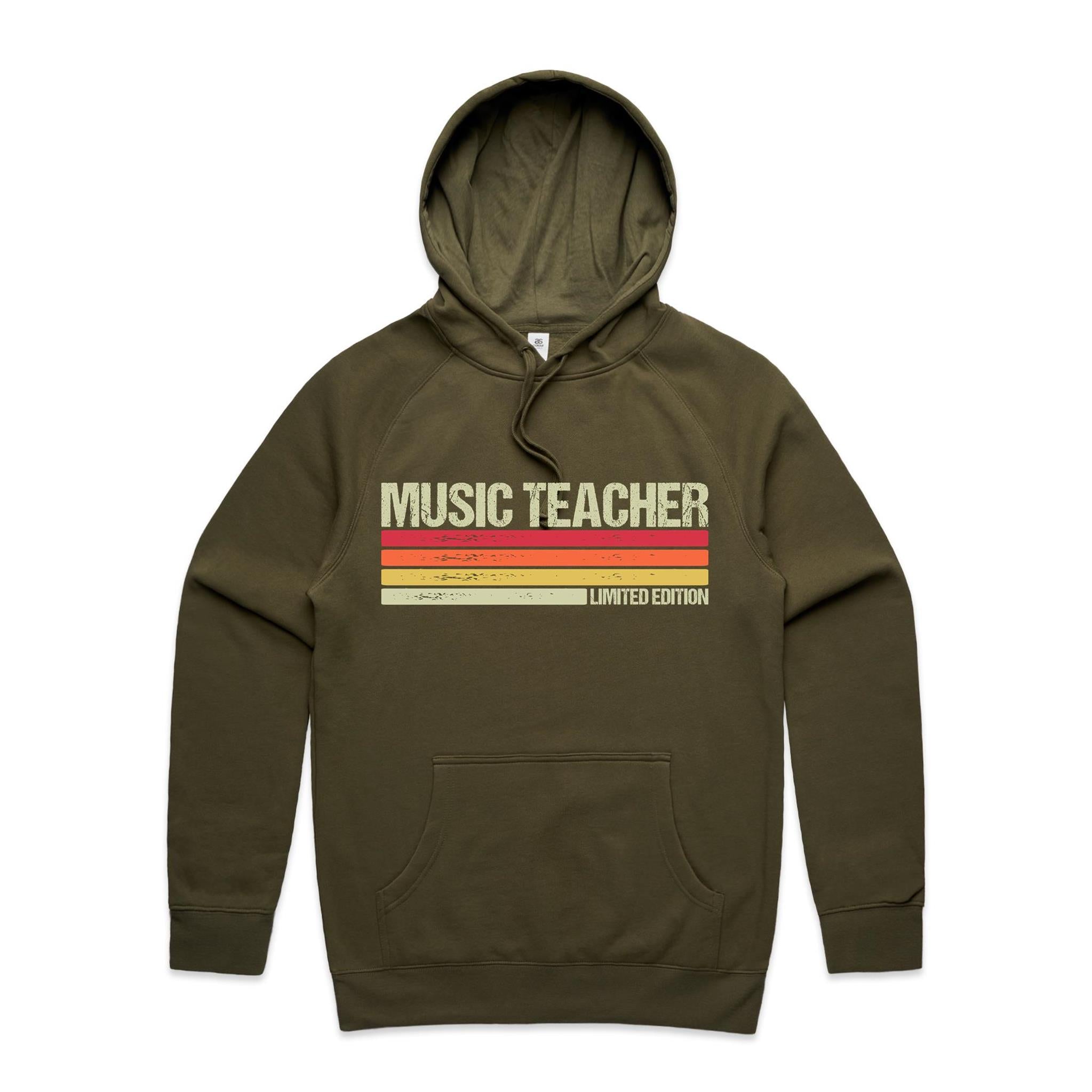 Music Teacher, Limited Edition - Mens Hoodie Army Mens Hoodie Music Printed In Australia Teacher
