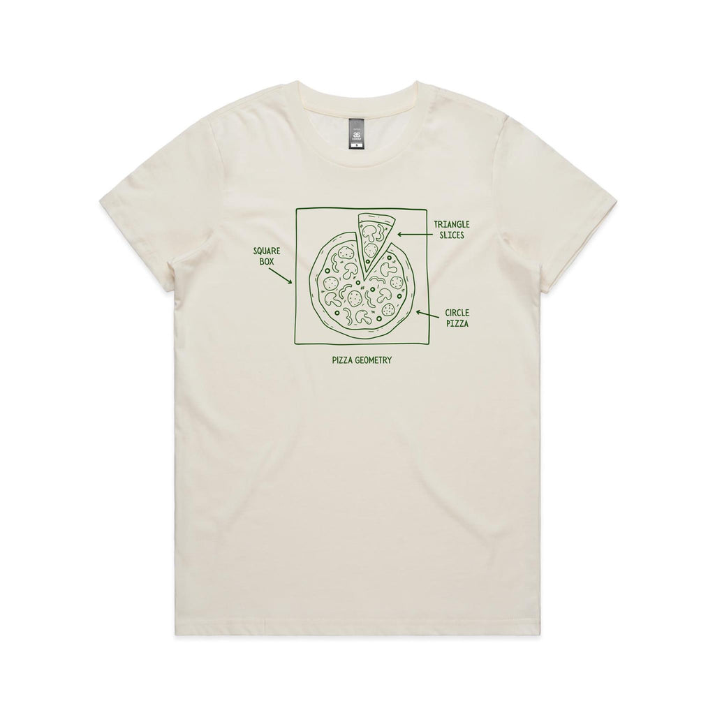 Pizza Geometry Women's AS Colour T-shirt Natural Womens T-shirt Food Maths Printed In Australia