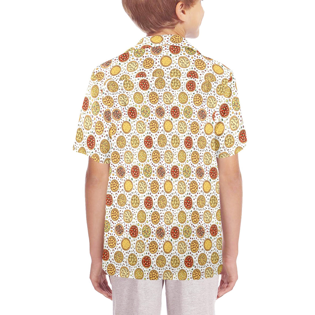 Round Pizzas On White Senior Kids Hawaiian Shirt