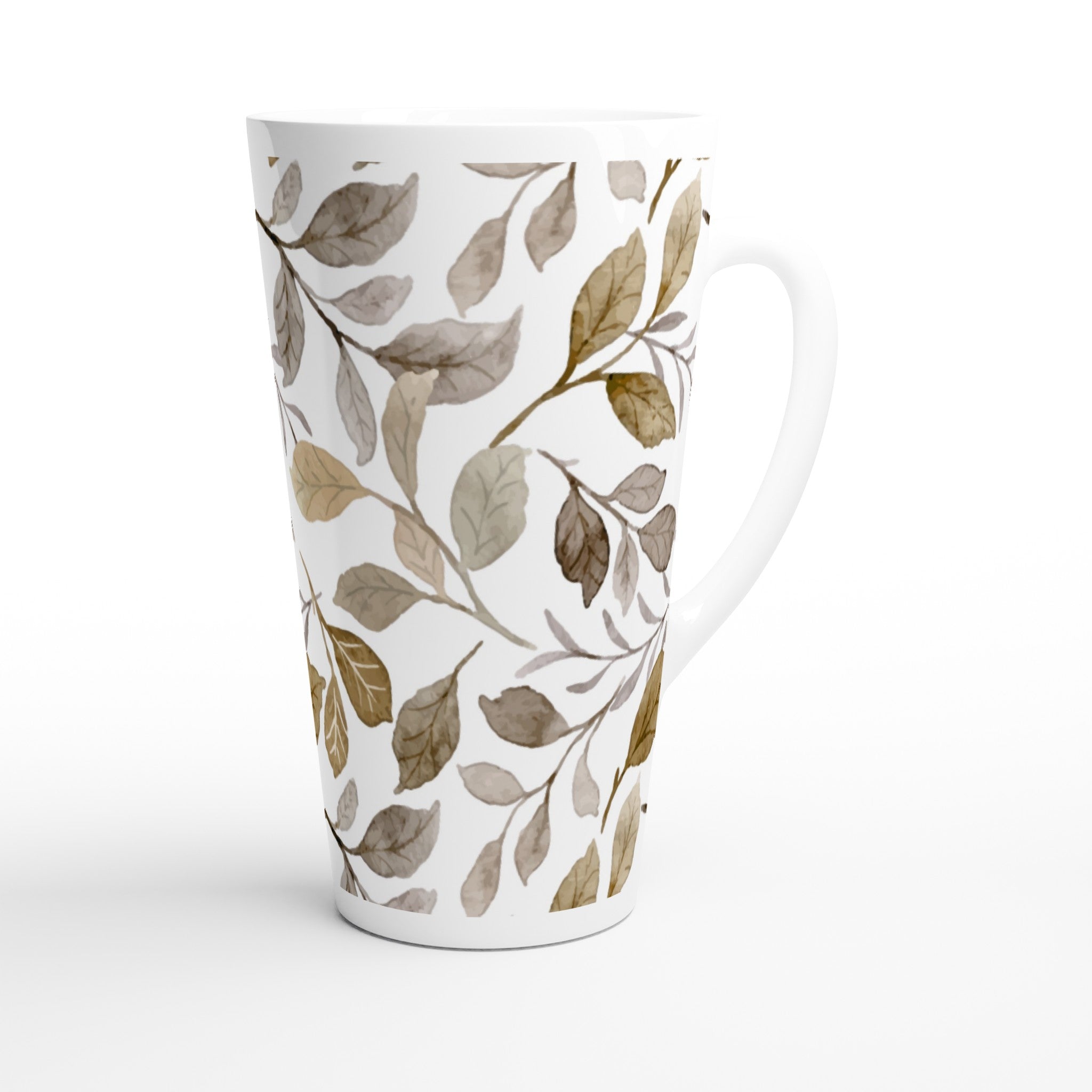 Autumn Leaves - White Latte 17oz Ceramic Mug Latte Mug Globally Fulfilled Plants