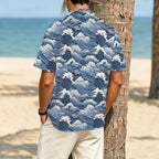 Japanese Waves Men's Crinkle Hawaiian Shirt