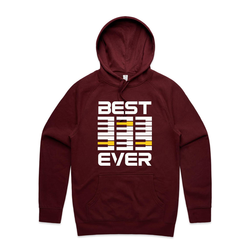 Best Dad Ever, Piano Keyboard - Mens Hoodie Burgundy Mens Hoodie Dad Music Printed In Australia