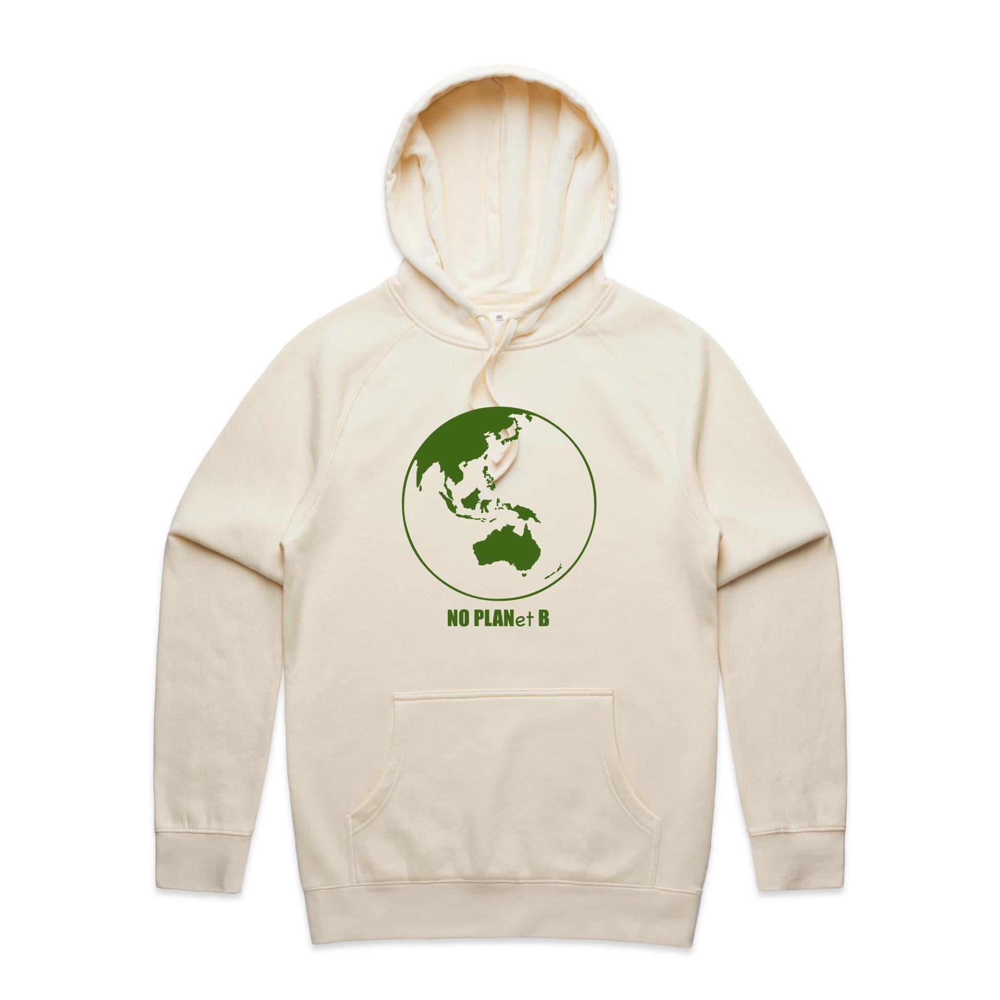 No Planet B - Mens Hoodie Ecru Mens Hoodie Environment Printed In Australia