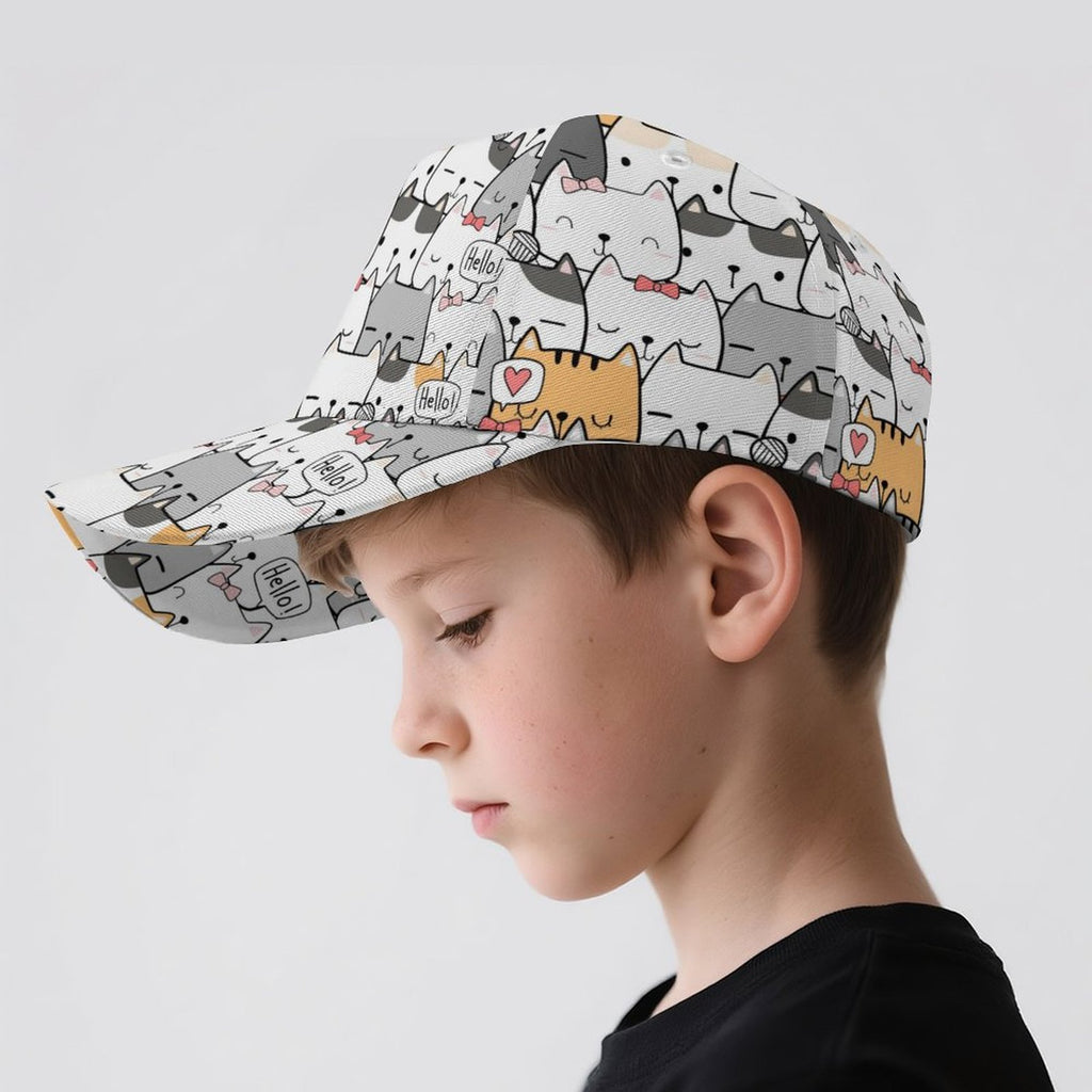 Cat Hello Kids Baseball Cap