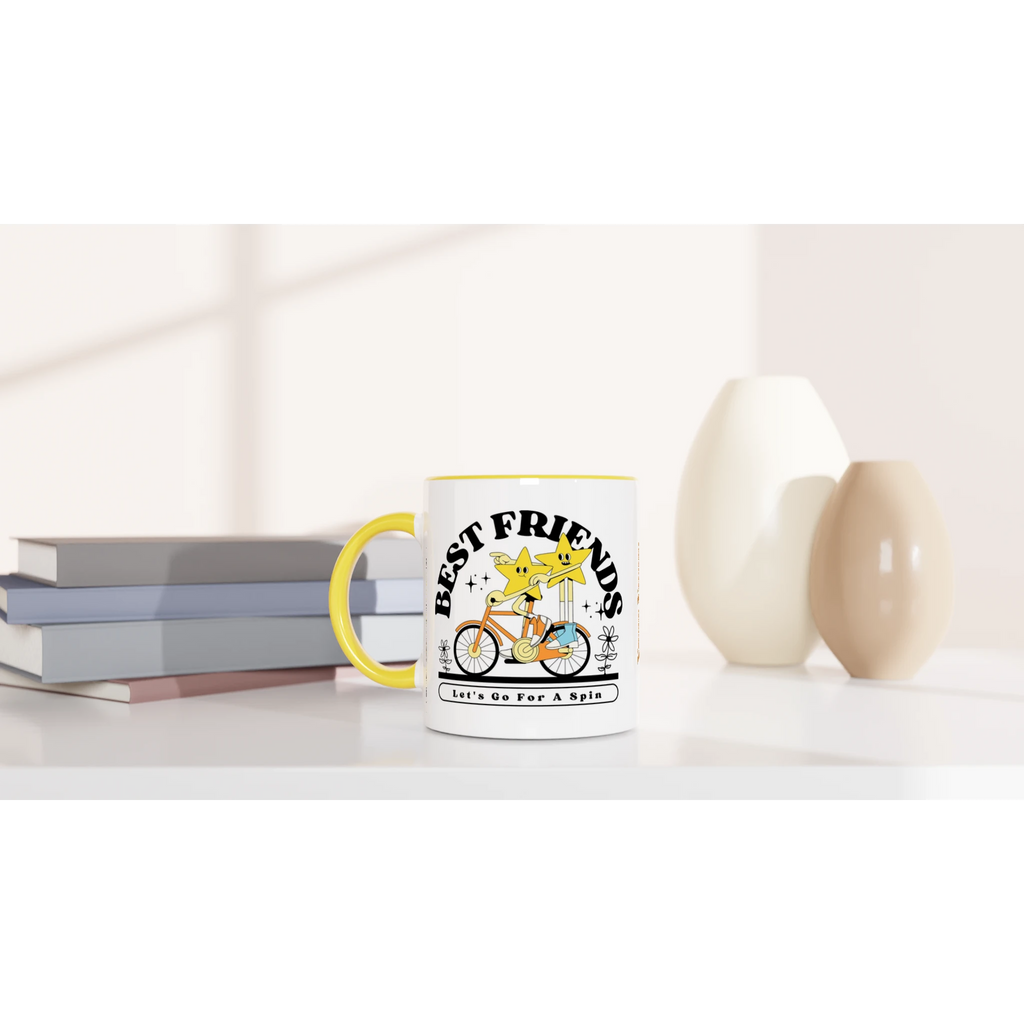 Personalised - Best Friends - White 11oz Ceramic Mug with Colour Inside Personalised 11oz Mug customise Globally Fulfilled personalise Retro