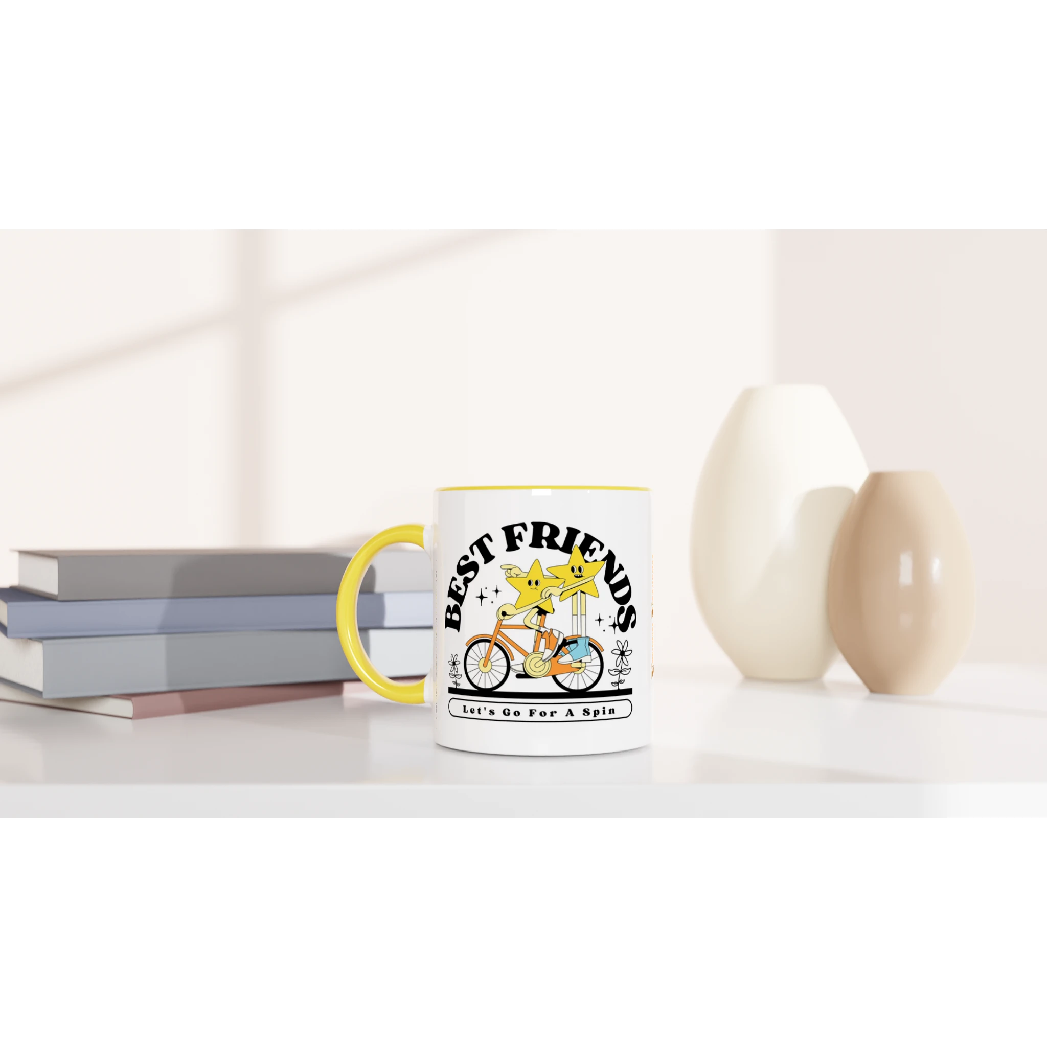 Personalised - Best Friends - White 11oz Ceramic Mug with Colour Inside Personalised 11oz Mug customise Globally Fulfilled personalise Retro