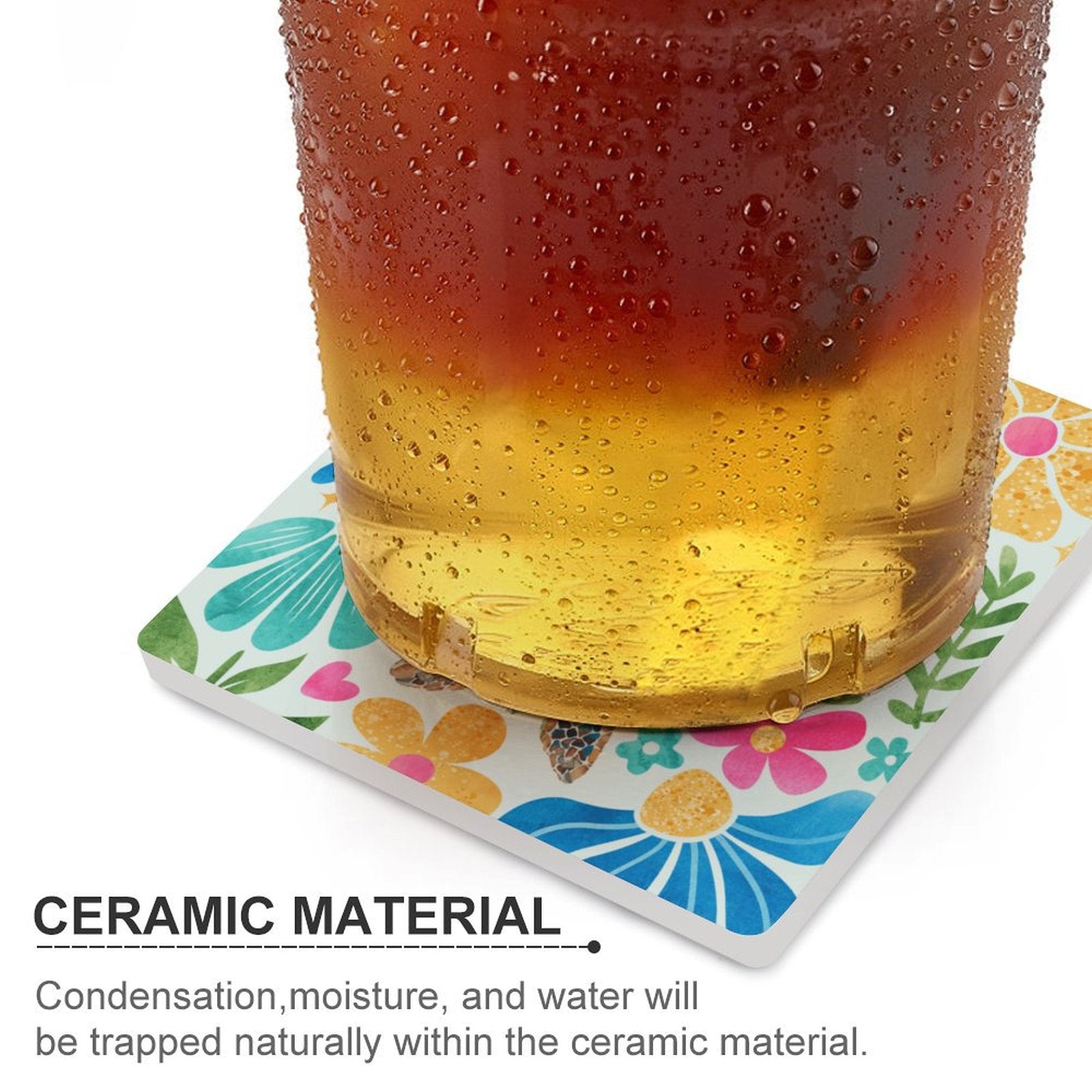 Boho Turtle - Ceramic Coasters (Square) Ceramic Coasters Ocean Printed Offshore