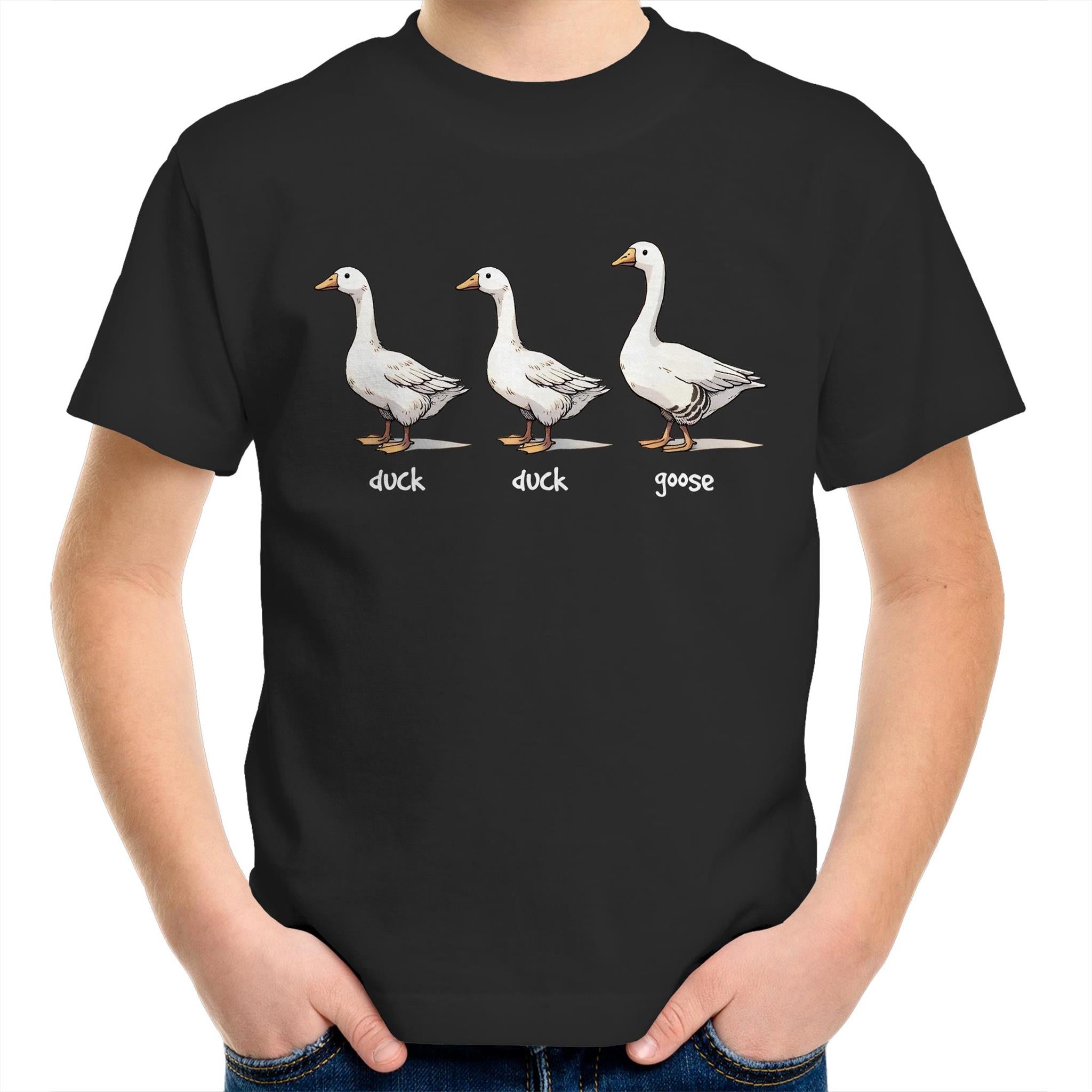 Duck Duck Goose - Kids Youth T-Shirt Black Kids Youth T-shirt animal Games Printed In Australia