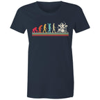 Drummer Evolution - Womens T-shirt Navy Womens T-shirt Music Printed In Australia