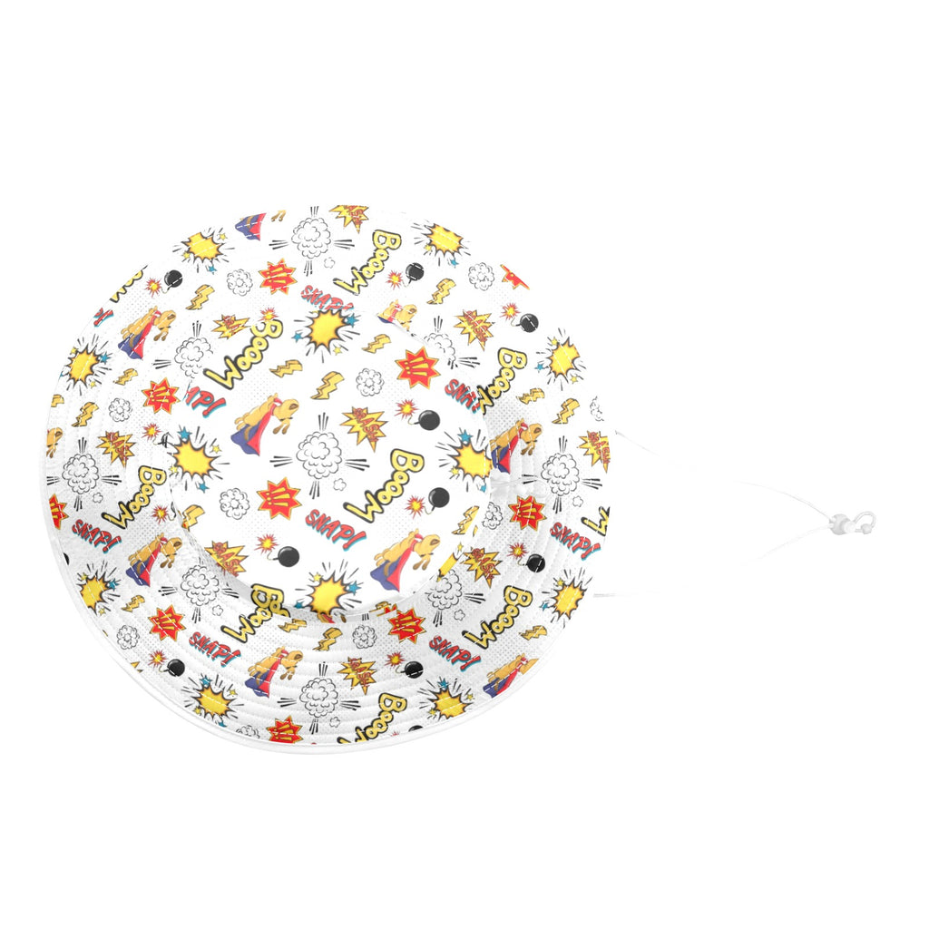 Super Dog Wide Brim Bucket Hat Wide Brim Bucket Hat animal comic Printed Offshore