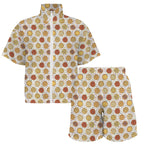 Round Pizzas On White Women's Windbreaker Short Set Women's Windbreaker Short Set Food Printed Offshore