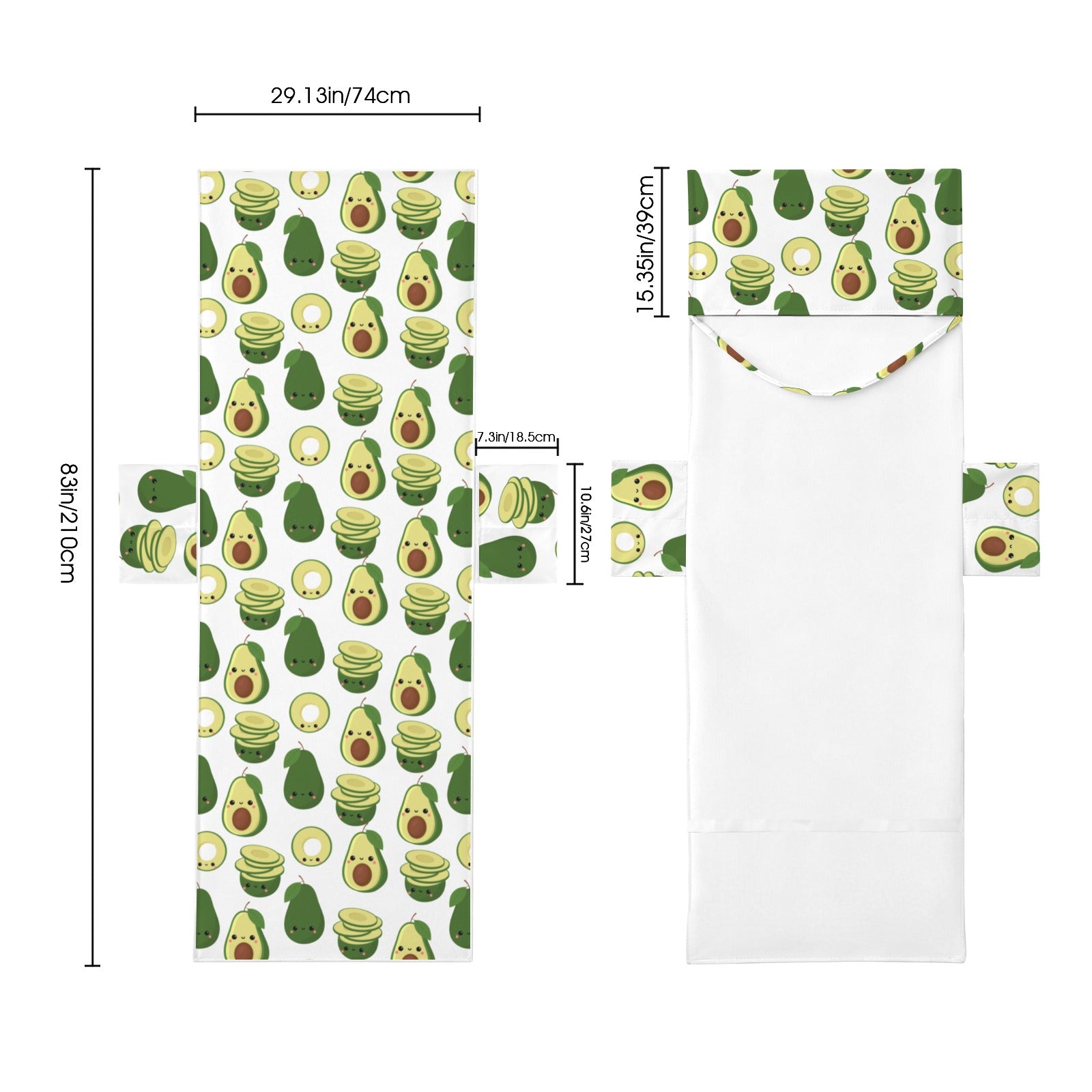 Cute Avocados Beach Chair Towel Cover with Side Pockets