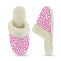 Pink Leopard Women's Fur Trim Thick-Sole Indoor Slippers Women's Fur Trimmed Slippers animal Printed Offshore