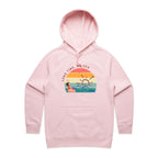 Long Time, No Sea - Womens Hoodie Pink Womens Hoodie Printed In Australia Summer Surf
