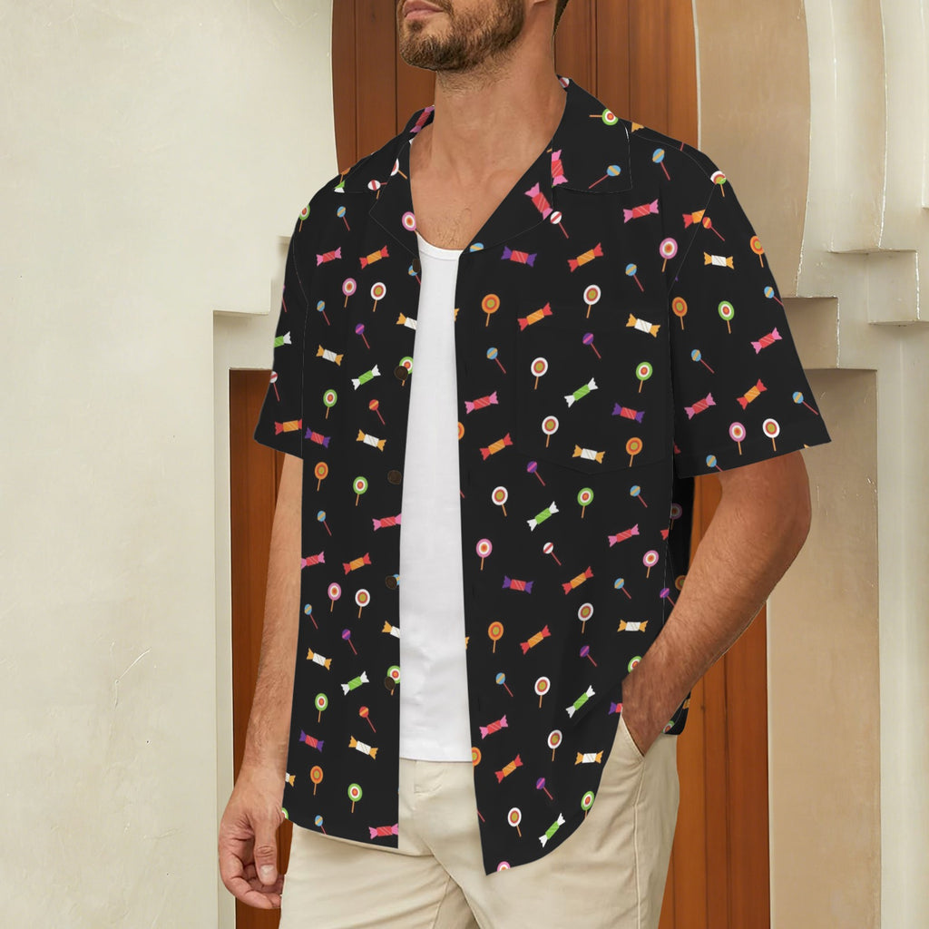 Candy Men's Short Sleeve Hawaiian Shirt Men's Hawaiian Shirt (New) Food Printed Offshore