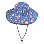 Planets On Blue Wide Brim Bucket Hat Wide Brim Bucket Hat Printed Offshore Space