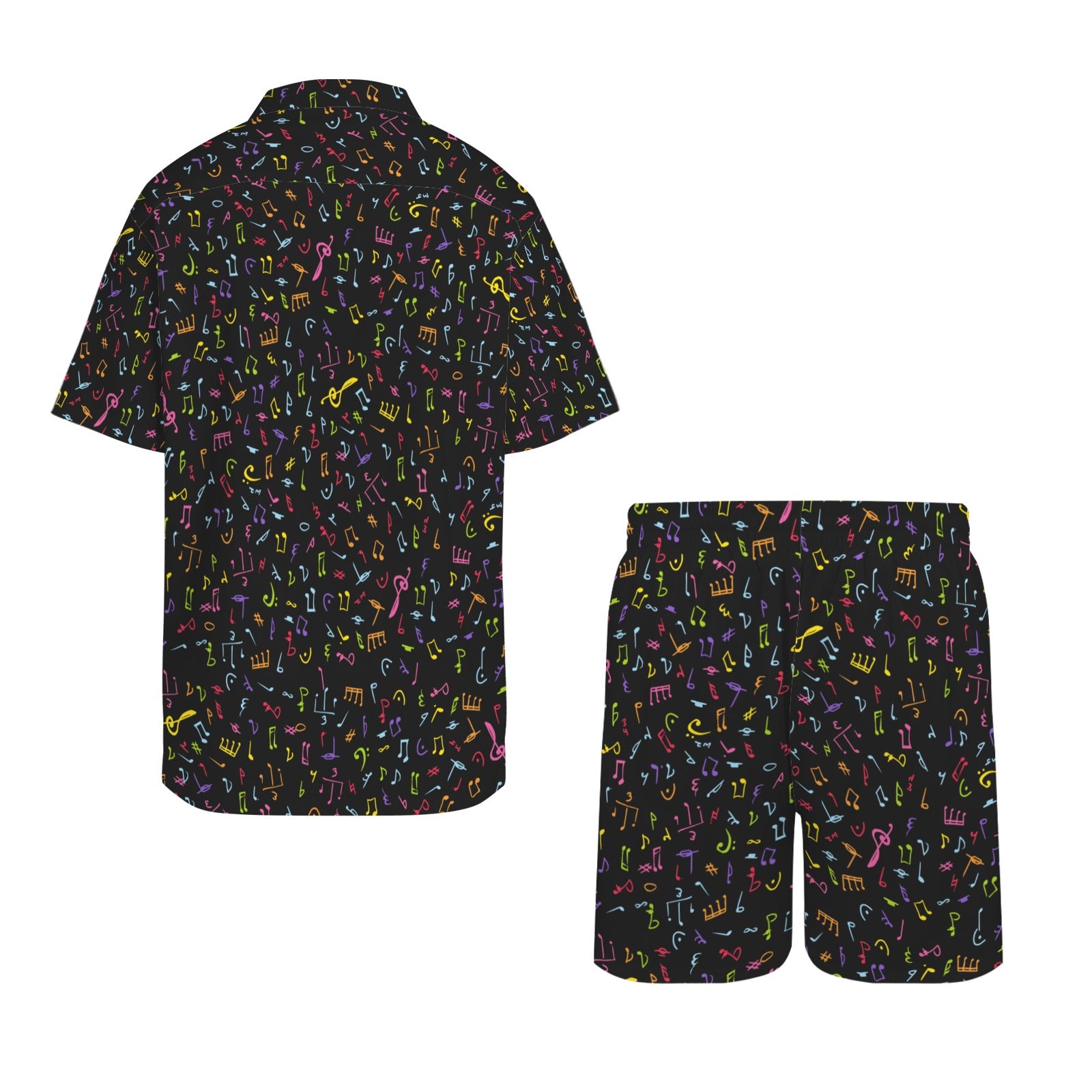 Music Notes Men's Hawaiian Shirt & Shorts Set Men's Hawaiian Shirt & Shorts Set Music Printed Offshore