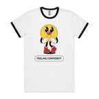 Feeling Confident - Staple Ringer Tee White Black Ringer T-Shirt Printed In Australia