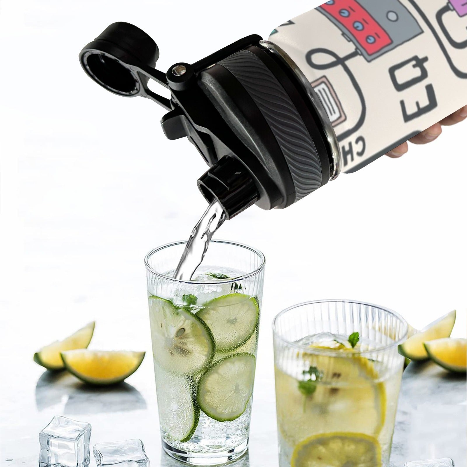 Guitar Pedals - Insulated Water Bottle with Dual-Use Lid (18oz) Insulated Water Bottle with Dual-Use Lid (18oz) Music Printed Offshore