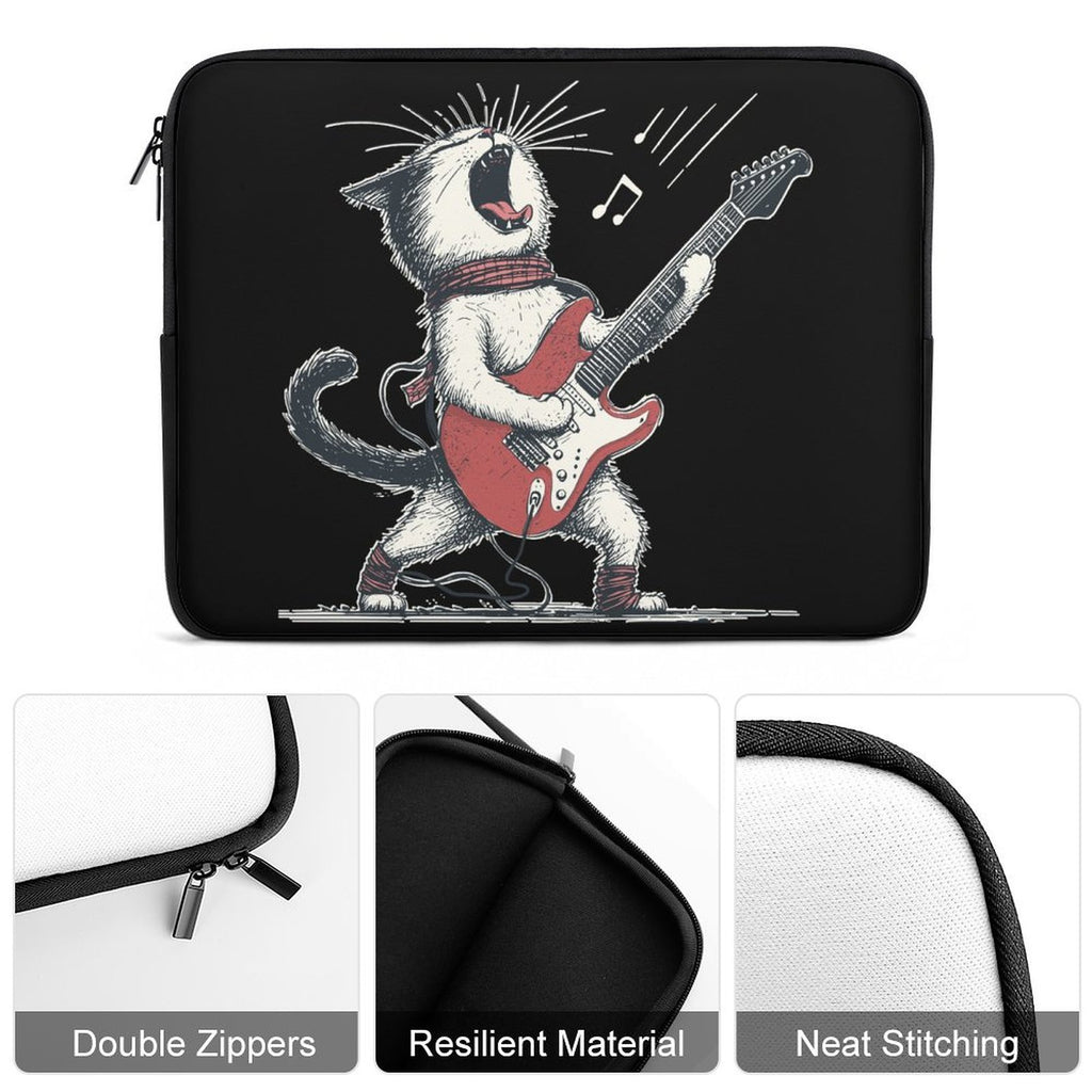 Cat Playing Guitar Laptop Sleeve (Multiple Sizes) Laptop Sleeve animal Music Printed Offshore