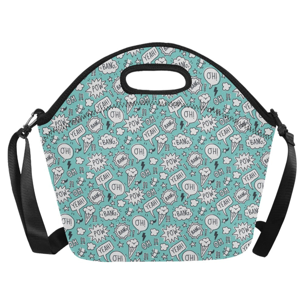 Comic Book Speech Bubbles - Neoprene Lunch Bag Neoprene Lunch Bag Printed Offshore