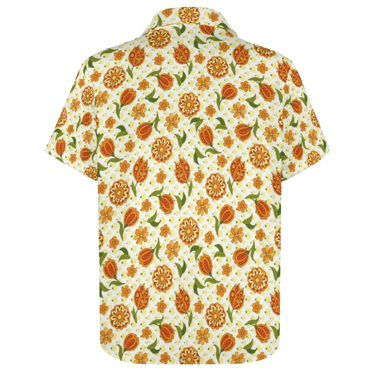 Graphic Floral Women's Collared Pocketless Short Sleeve Shirt