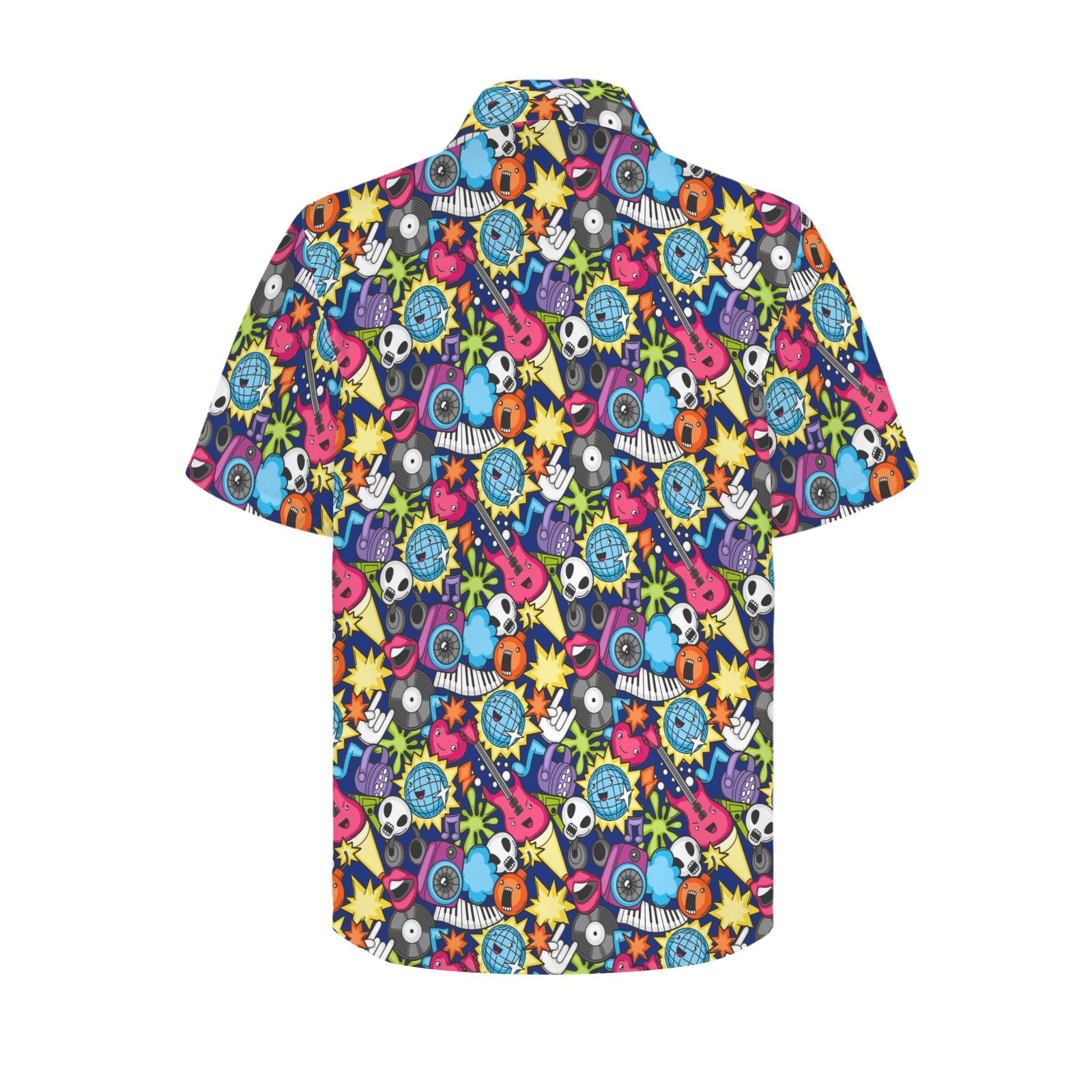 Sticker Music Men's Short Sleeve Hawaiian Shirt Men's Hawaiian Shirt (New) Music Printed Offshore