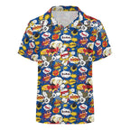 Comic Book Blue Kids Youth Short Sleeve Button Up Shirt