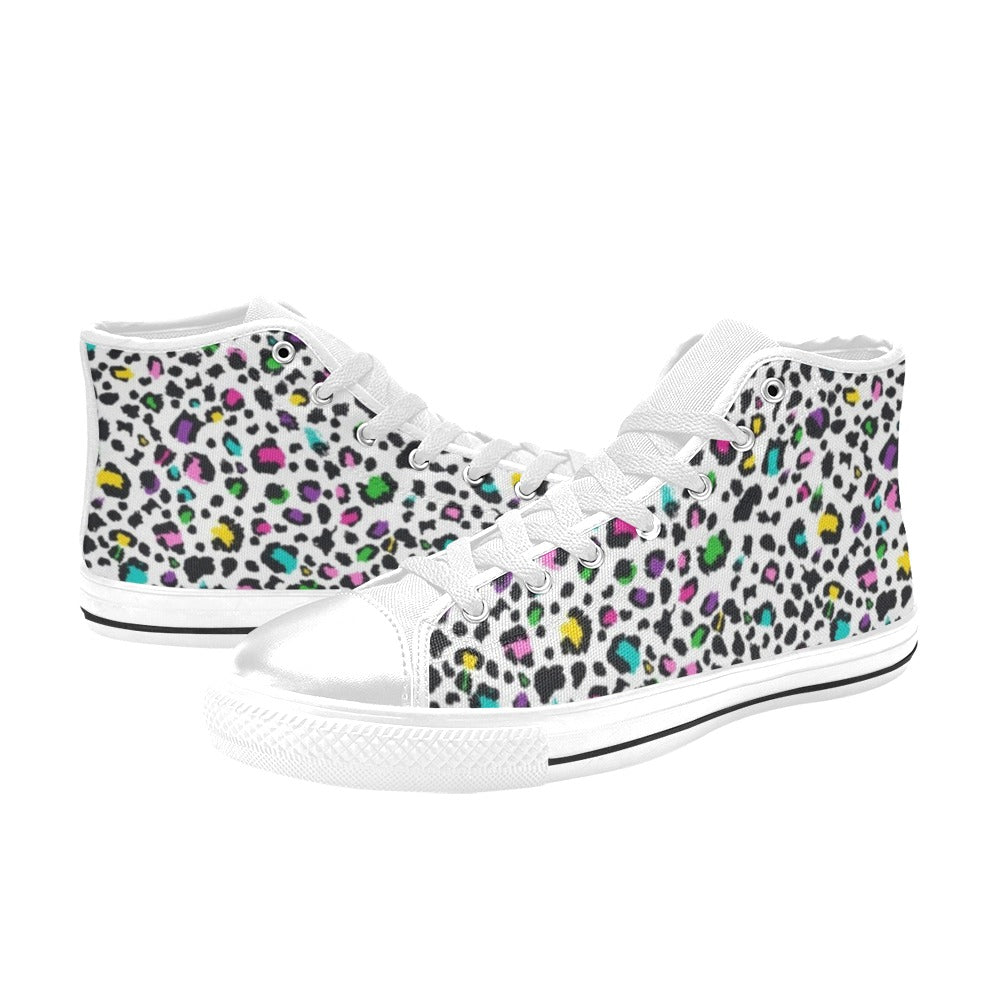 Animal Print In Colour - Men's High Top Canvas Shoes