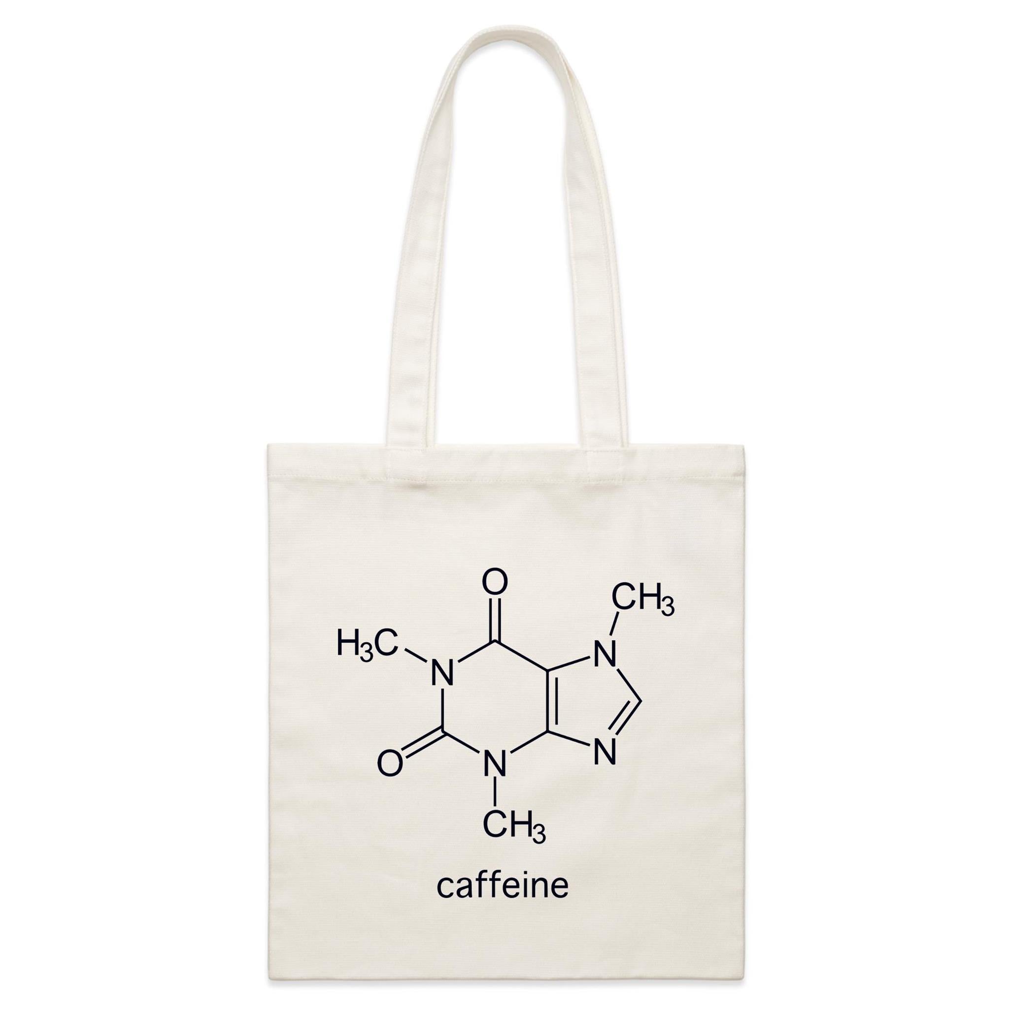 Caffeine Molecule - Parcel Canvas Tote Bag Default Title Small Tote Bag Coffee Printed In Australia Science