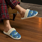Cute Aliens in UFOs Men's Fur Trim Thick-Sole Indoor Slippers Men's Fur Trimmed Slippers Printed Offshore Sci-Fi