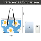 Fried Eggs - Leather Tote Bag-Large