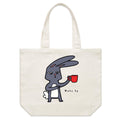 Wake Up, Rabbit Coffee Shoulder Canvas Tote Bag Default Title Large Tote Bag animal Coffee Printed In Australia