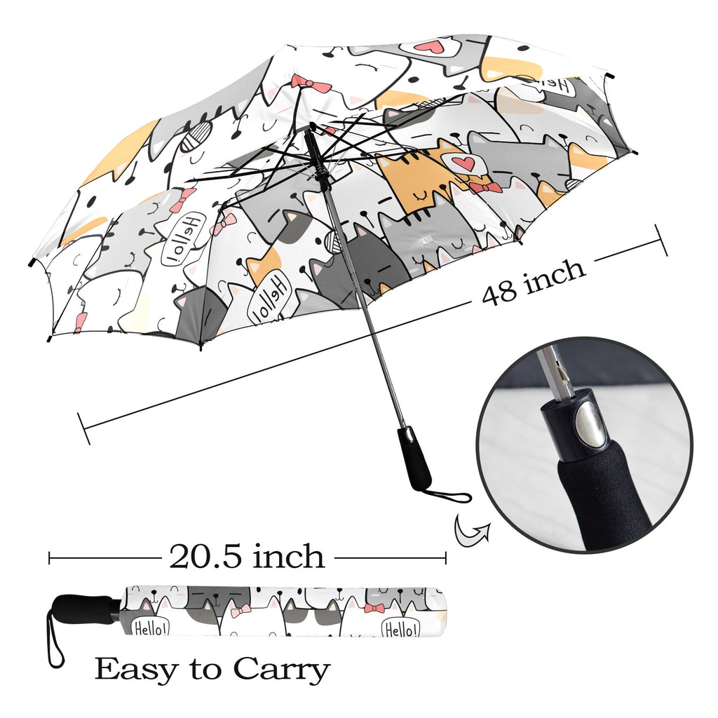 Cat Hello - Semi-Automatic Foldable Umbrella (Model U12) Semi-Automatic Foldable Umbrella (U12)