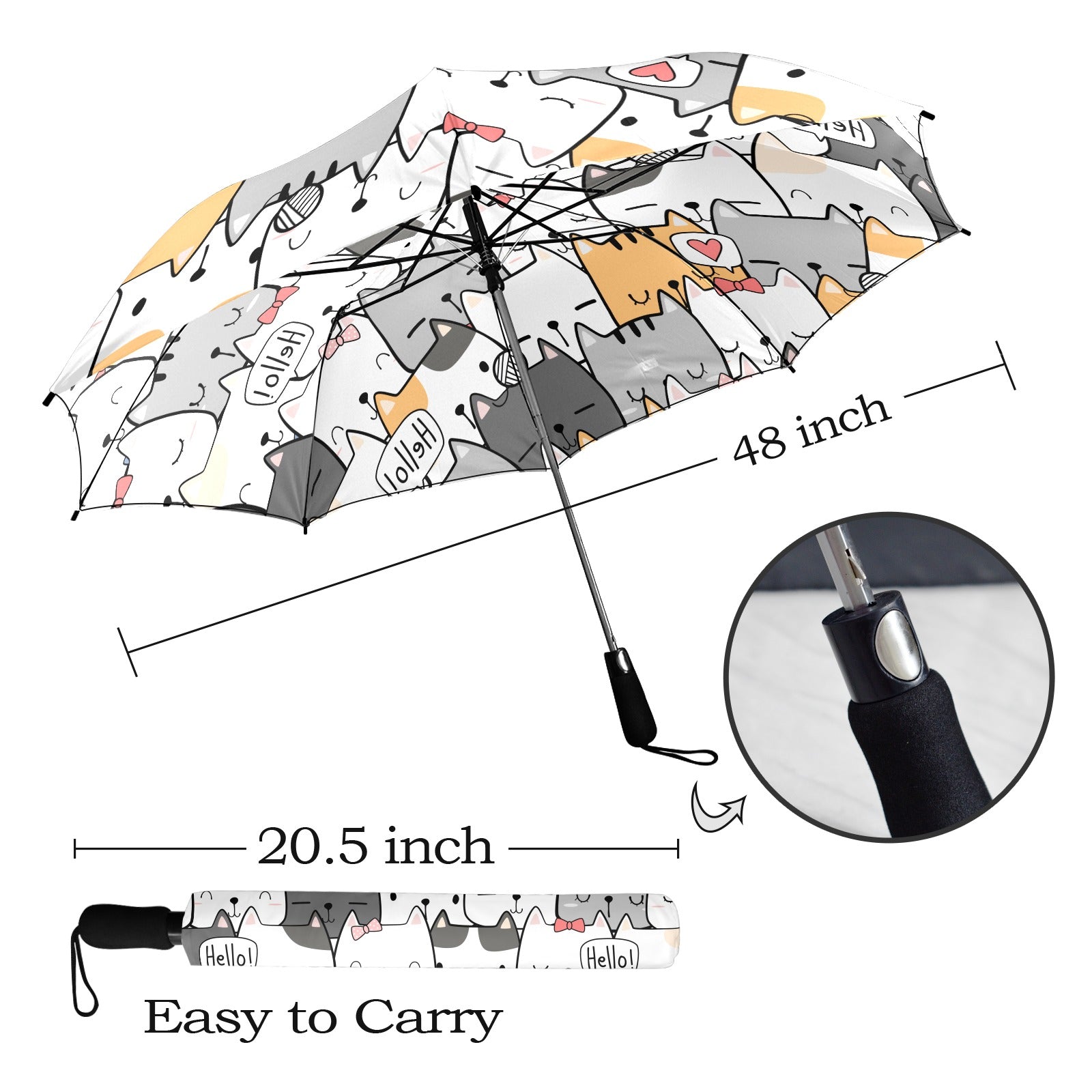 Cat Hello - Semi-Automatic Foldable Umbrella (Model U12) Semi-Automatic Foldable Umbrella (U12)