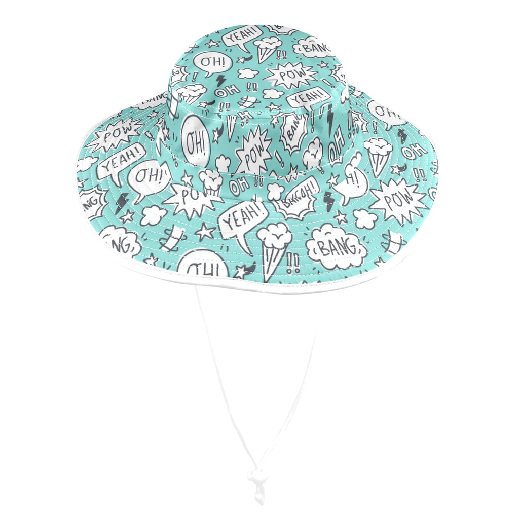 Comic Book Speech Bubbles Wide Brim Bucket Hat Wide Brim Bucket Hat comic Printed Offshore