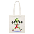 Alien Dumbells Parcel Canvas Tote Bag Default Title Small Tote Bag Fitness Printed In Australia Sci Fi