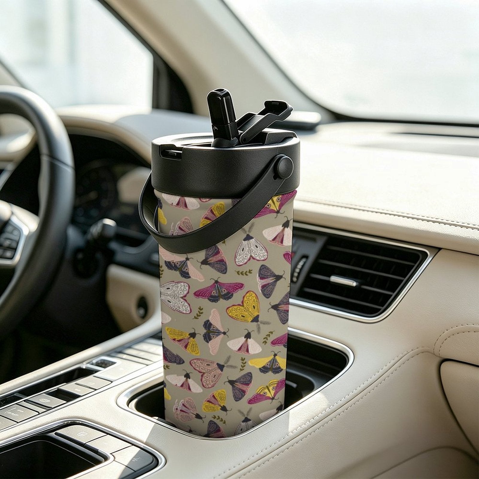 Pretty Moths 20oz Tea Tumbler with Carry Handle