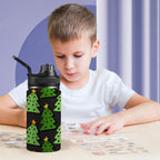 Christmas Trees - Kids Water Bottle with Chug Lid (12 oz) Kids Water Bottle with Chug Lid Christmas Printed Offshore