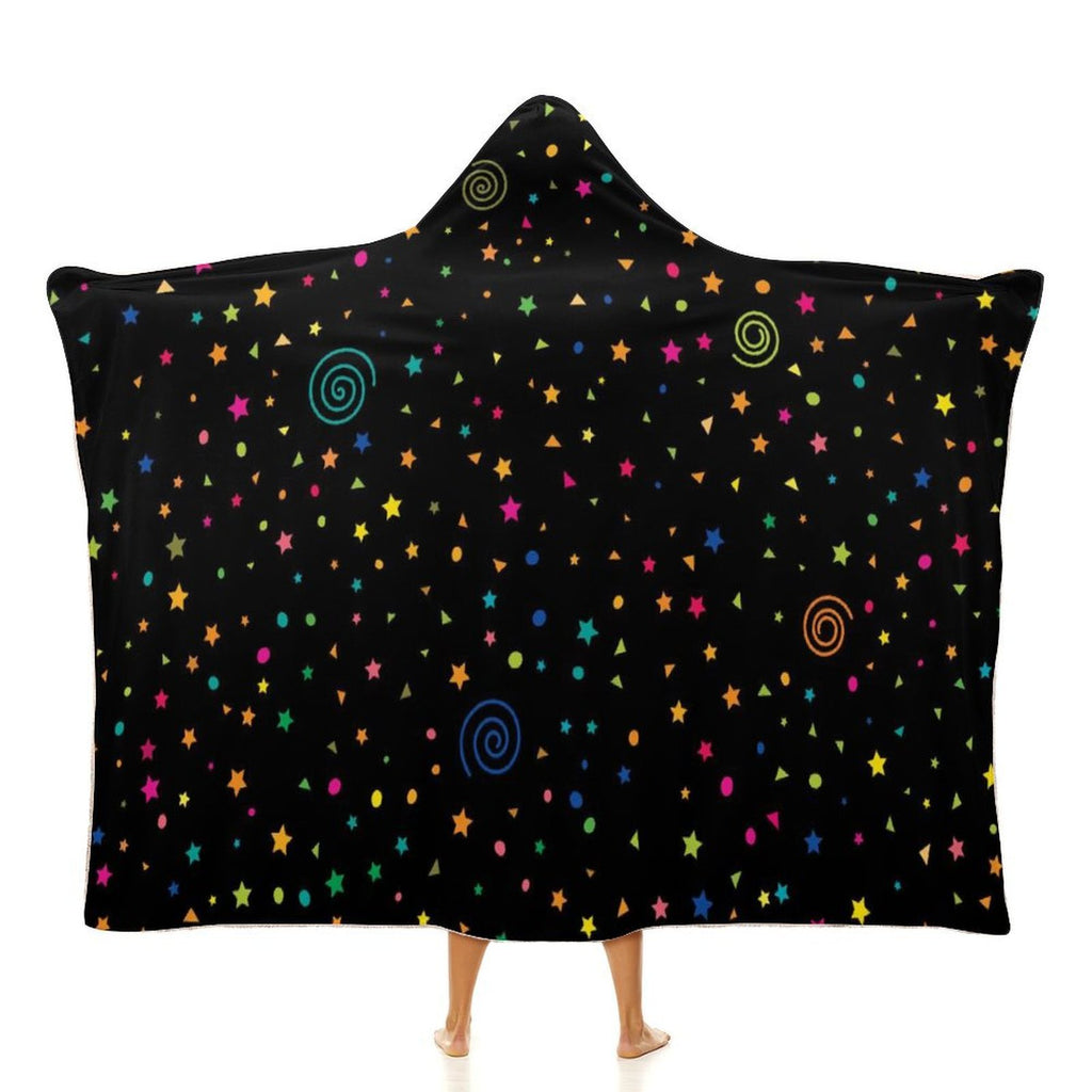 Stars And Swirls Kids Hooded Blanket 100cm x 130cm white 40"×50" Kids Hooded Blanket Printed Offshore