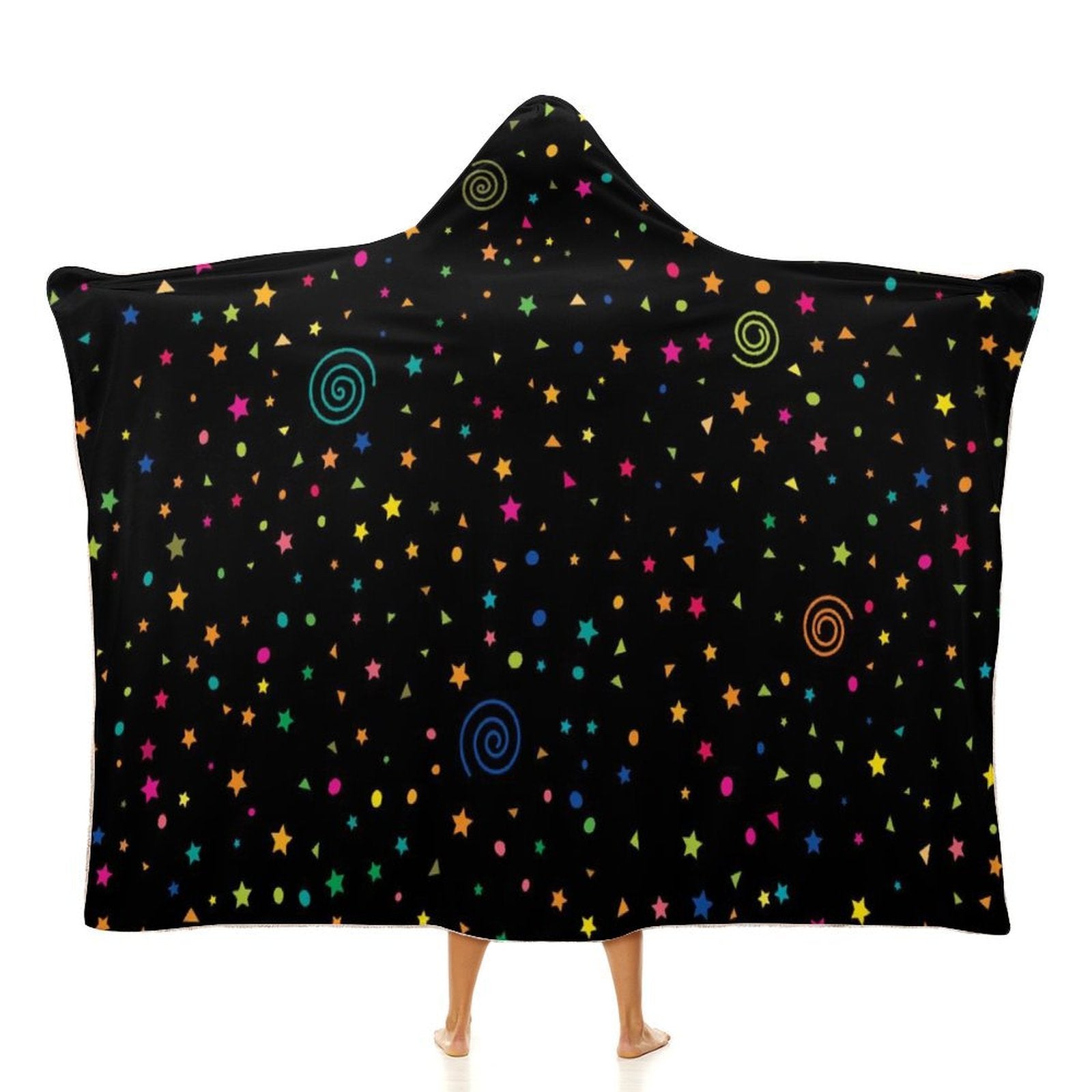 Stars And Swirls Kids Hooded Blanket 100cm x 130cm white 40"×50" Kids Hooded Blanket Printed Offshore